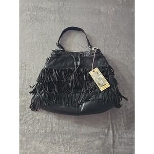 Durango Leather Kachina Black‎ Fringe Bucket Bag Shoulder Purse